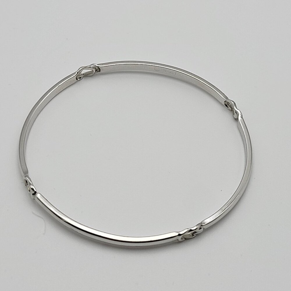 Monet Silver Tone Knot Accent Bangle Bracelet 7.75 Inch Minimalist Modernist - Picture 2 of 7